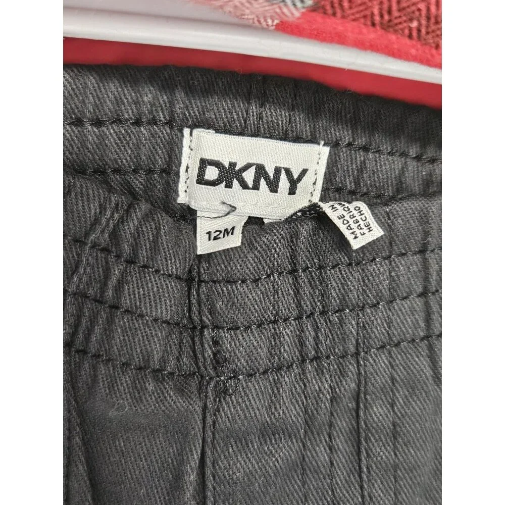 DKNY Size 12M Set Of 3, Red Vest/ Black Pants/ Red Plaid Button Up Long‎ Sleeve